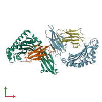 PDB entry 4lcy coloured by chain, front view.