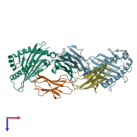 PDB entry 4lcy coloured by chain, top view.