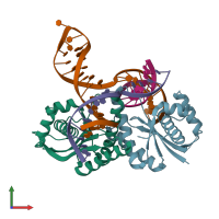 PDB entry 4ld0 coloured by chain, front view.