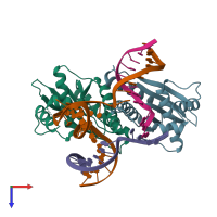 PDB entry 4ld0 coloured by chain, top view.