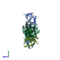 PDB entry 4ld5 coloured by chain, side view.
