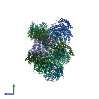 PDB entry 4ld7 coloured by chain, side view.