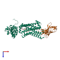 PDB entry 4lde coloured by chain, top view.