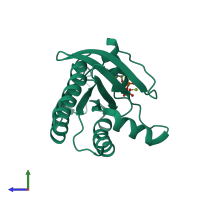 PDB entry 4ldj coloured by chain, side view.