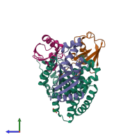 PDB entry 4ldt coloured by chain, side view.