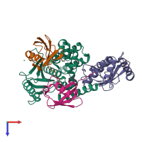 PDB entry 4ldt coloured by chain, top view.
