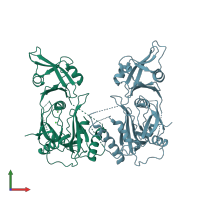PDB entry 4ldw coloured by chain, front view.