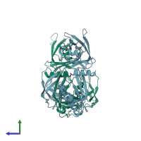 PDB entry 4ldw coloured by chain, side view.