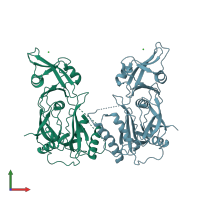 PDB entry 4ldy coloured by chain, front view.