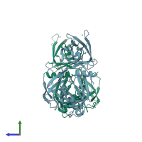 PDB entry 4ldy coloured by chain, side view.