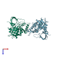 PDB entry 4ldy coloured by chain, top view.