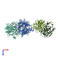PDB entry 4le6 coloured by chain, top view.