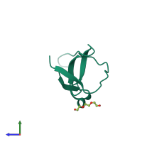 PDB entry 4le9 coloured by chain, side view.