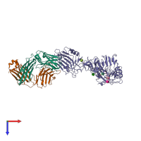PDB entry 4leo coloured by chain, top view.