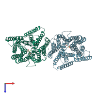 PDB entry 4lep coloured by chain, top view.