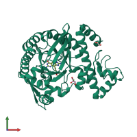 PDB entry 4leq coloured by chain, front view.