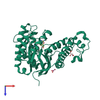 PDB entry 4leq coloured by chain, top view.