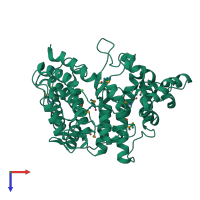 PDB entry 4ler coloured by chain, top view.