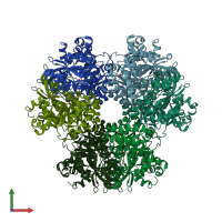 PDB entry 4lf1 coloured by chain, front view.