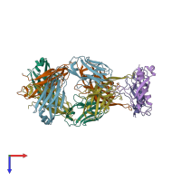 PDB entry 4lf3 coloured by chain, top view.