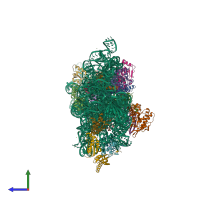 PDB entry 4lf6 coloured by chain, side view.