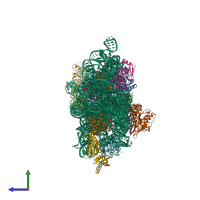 PDB entry 4lfb coloured by chain, side view.