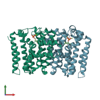 PDB entry 4lfe coloured by chain, front view.