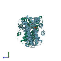 PDB entry 4lfe coloured by chain, side view.