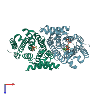 PDB entry 4lfe coloured by chain, top view.