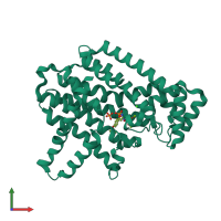 PDB entry 4lfv coloured by chain, front view.