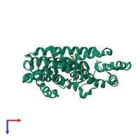 PDB entry 4lfv coloured by chain, top view.