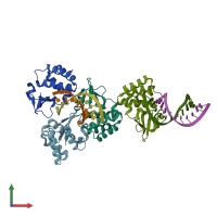 PDB entry 4lg2 coloured by chain, front view.