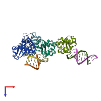 PDB entry 4lg2 coloured by chain, top view.