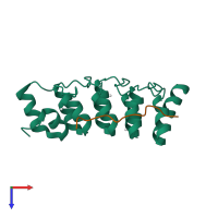 PDB entry 4lg6 coloured by chain, top view.