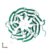 Monomeric assembly 1 of PDB entry 4lg9 coloured by chemically distinct molecules, front view.
