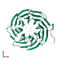 PDB entry 4lg9 coloured by chain, front view.