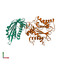 PDB entry 4lgb coloured by chain, front view.