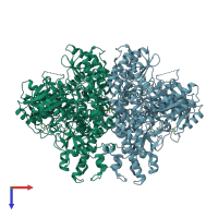 PDB entry 4lgl coloured by chain, top view.