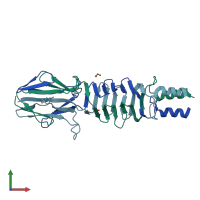 PDB entry 4lgo coloured by chain, front view.