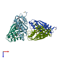 PDB entry 4lgq coloured by chain, top view.