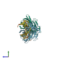 PDB entry 4lgt coloured by chain, side view.
