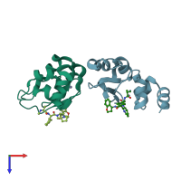 PDB entry 4lgu coloured by chain, top view.