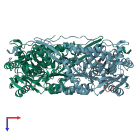 PDB entry 4lgz coloured by chain, top view.