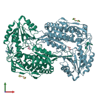 PDB entry 4lh3 coloured by chain, front view.