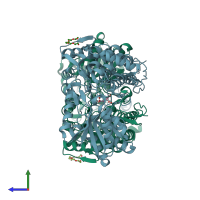 PDB entry 4lh3 coloured by chain, side view.