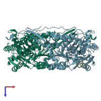 PDB entry 4lh3 coloured by chain, top view.