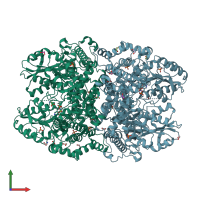 PDB entry 4lhc coloured by chain, front view.