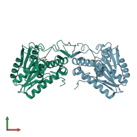 PDB entry 4lhe coloured by chain, front view.