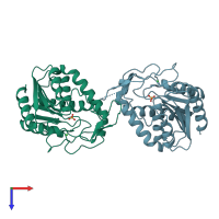PDB entry 4lhe coloured by chain, top view.