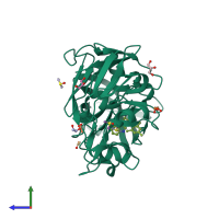 PDB entry 4lhh coloured by chain, side view.